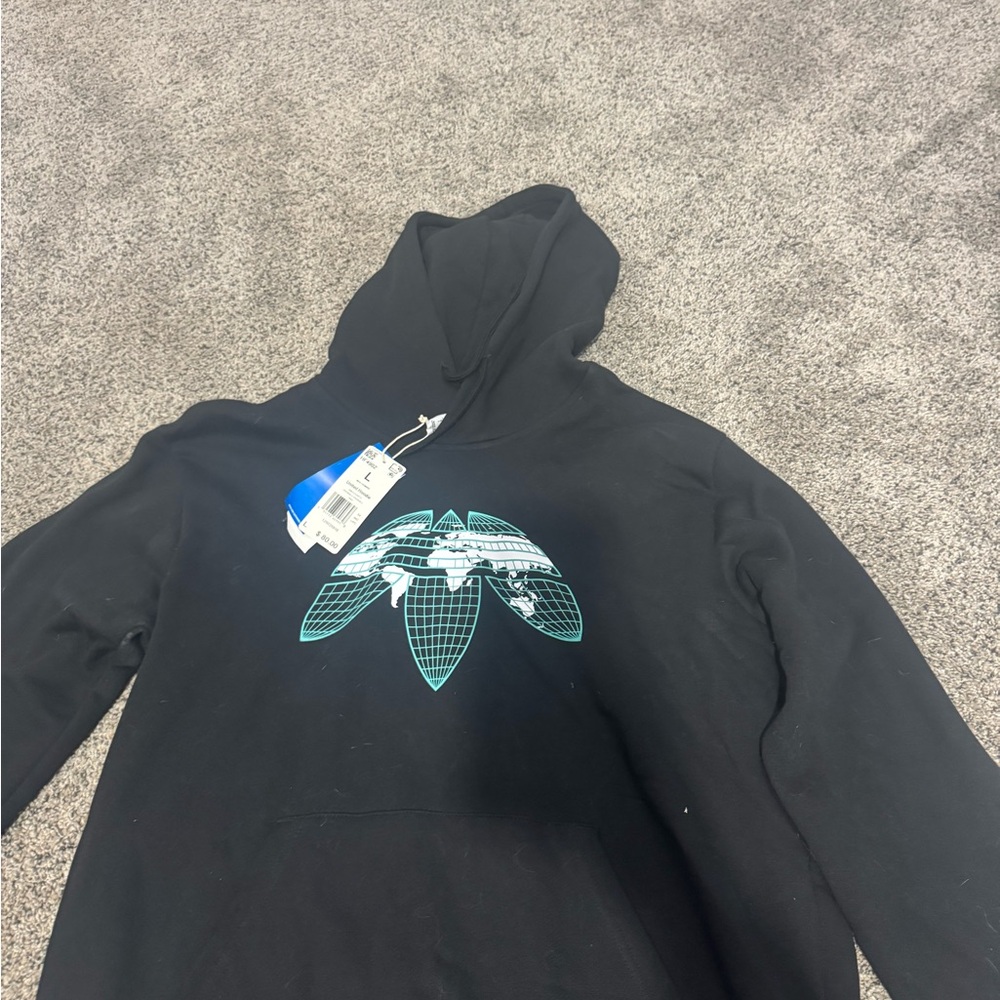 adidas Black Hoodie with Green Graphic